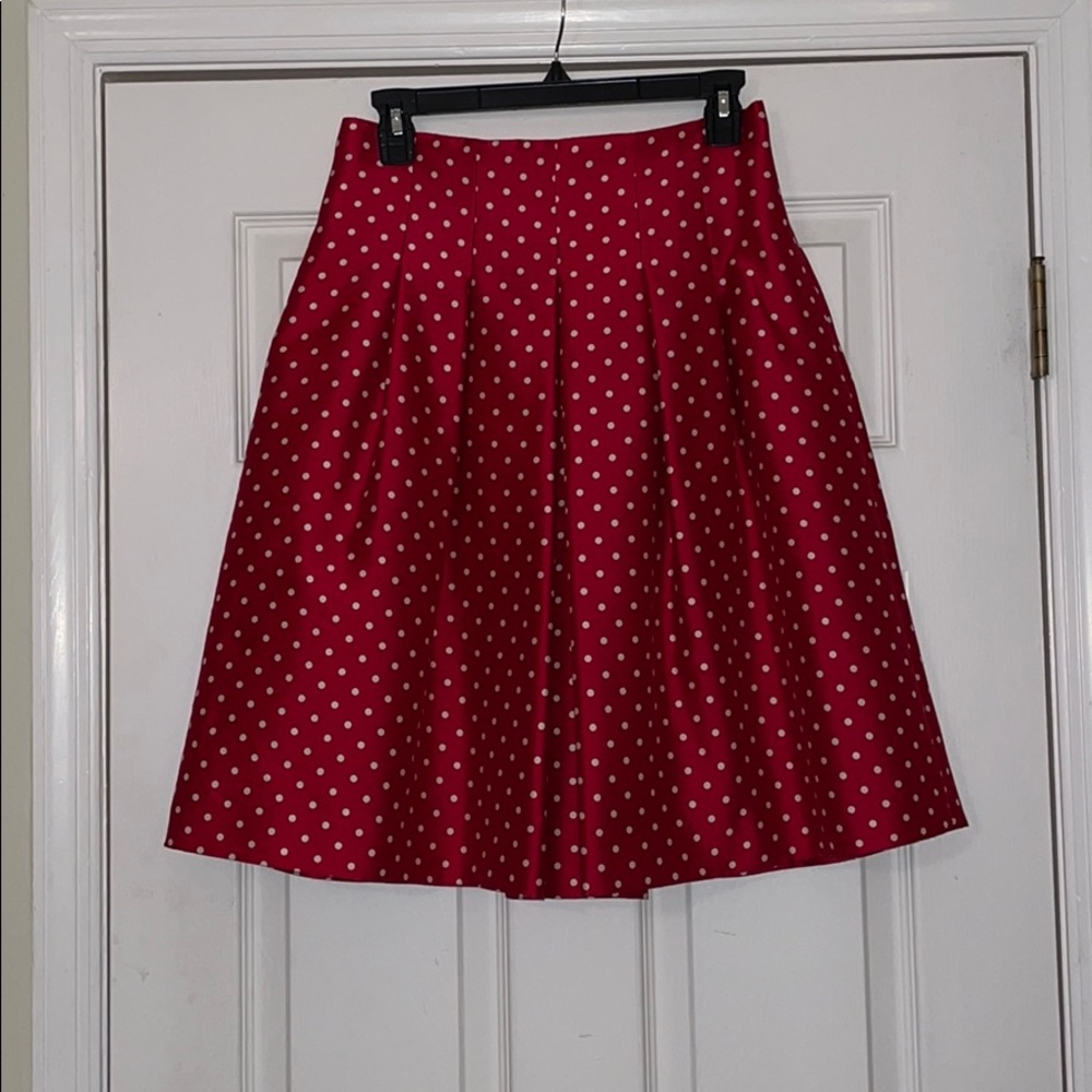 Red wool silk blend work skirt